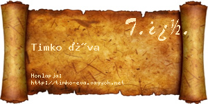Timko Éva névjegykártya